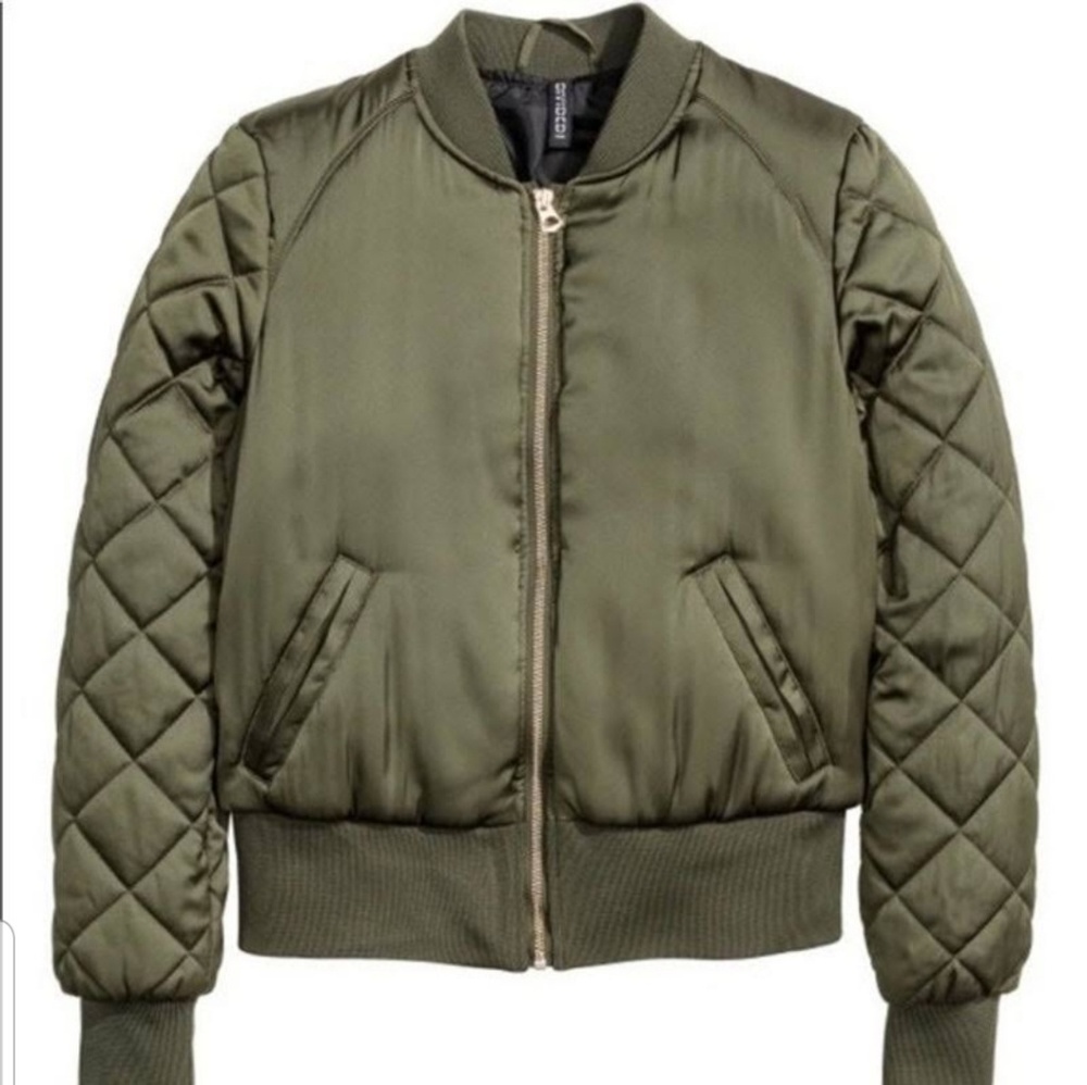 H&M woman's olive green bomber jacket medium